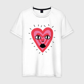 Мужская футболка хлопок с принтом Сердце в Курске, 100% хлопок | прямой крой, круглый вырез горловины, длина до линии бедер, слегка спущенное плечо. | heart. love | pink | red | красный | любовь | розовый | сердце | черный