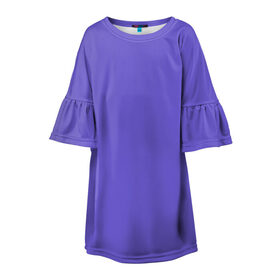 Детское платье 3D с принтом Аспидно-синий в Курске, 100% полиэстер | прямой силуэт, чуть расширенный к низу. Круглая горловина, на рукавах — воланы | без дизайна | без картинки | одноцветные | синий