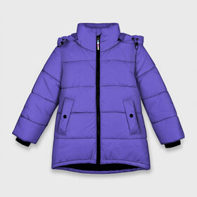 Зимняя куртка для девочек 3D с принтом Аспидно-синий в Курске, ткань верха — 100% полиэстер; подклад — 100% полиэстер, утеплитель — 100% полиэстер. | длина ниже бедра, удлиненная спинка, воротник стойка и отстегивающийся капюшон. Есть боковые карманы с листочкой на кнопках, утяжки по низу изделия и внутренний карман на молнии. 

Предусмотрены светоотражающий принт на спинке, радужный светоотражающий элемент на пуллере молнии и на резинке для утяжки. | Тематика изображения на принте: без дизайна | без картинки | одноцветные | синий
