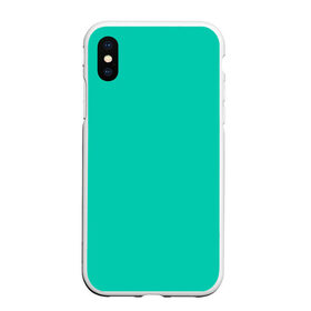 Чехол для iPhone XS Max матовый с принтом Бискайский зеленый без рисунка в Курске, Силикон | Область печати: задняя сторона чехла, без боковых панелей | Тематика изображения на принте: 2020 года | biscay | biscay green | panton vesna | pantone | бирюзовый | бискайский залив | бискайский зеленый | весна лето | зеленый | модные цвета | цвет 2020 года