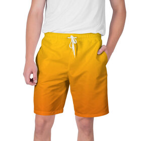 Мужские шорты 3D с принтом Оранжевый градиент в Курске,  полиэстер 100% | прямой крой, два кармана без застежек по бокам. Мягкая трикотажная резинка на поясе, внутри которой широкие завязки. Длина чуть выше колен | градиент | желтый | оранжевый | цвет