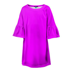 Детское платье 3D с принтом Маджента (без рисунка) в Курске, 100% полиэстер | прямой силуэт, чуть расширенный к низу. Круглая горловина, на рукавах — воланы | Тематика изображения на принте: маджента | однотонный | пурпурный | розовый | фиолетовый | фуксия | цвет