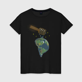 Женская футболка хлопок с принтом Сотворение мира в Курске, 100% хлопок | прямой крой, круглый вырез горловины, длина до линии бедер, слегка спущенное плечо | space | земля | космос | мёд | планета | путешествия