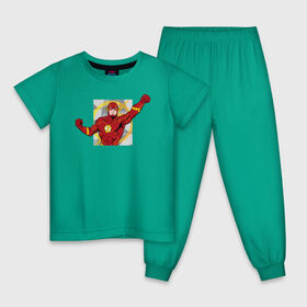 Детская пижама хлопок с принтом Флэш в Курске, 100% хлопок |  брюки и футболка прямого кроя, без карманов, на брюках мягкая резинка на поясе и по низу штанин
 | Тематика изображения на принте: barry allen | the flash | vdzabma | барри аллен | флэш