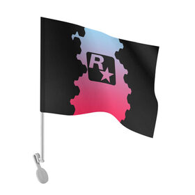 Флаг для автомобиля с принтом ROCK STAR GAMES в Курске, 100% полиэстер | Размер: 30*21 см | game | gamer | rdr2 | red dead redemption 2 | rockstar studios | игры