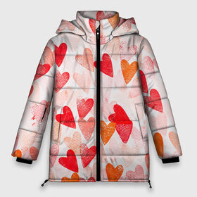 Женская зимняя куртка 3D с принтом Ванильные сердечки в Курске, верх — 100% полиэстер; подкладка — 100% полиэстер; утеплитель — 100% полиэстер | длина ниже бедра, силуэт Оверсайз. Есть воротник-стойка, отстегивающийся капюшон и ветрозащитная планка. 

Боковые карманы с листочкой на кнопках и внутренний карман на молнии | 14 февраля | 8 марта | love | девочки | день святого валентина | женская | любовь | подружке | сердечки