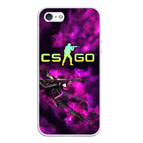 Чехол для iPhone 5/5S матовый с принтом CS GO Purple madness в Курске, Силикон | Область печати: задняя сторона чехла, без боковых панелей | counter strike | cs go | дым | контра | кс го | фиолетовый