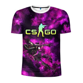 Мужская футболка 3D спортивная с принтом CS GO Purple madness в Курске, 100% полиэстер с улучшенными характеристиками | приталенный силуэт, круглая горловина, широкие плечи, сужается к линии бедра | counter strike | cs go | дым | контра | кс го | фиолетовый
