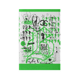 Обложка для паспорта матовая кожа с принтом Билли Айлиш в Курске, натуральная матовая кожа | размер 19,3 х 13,7 см; прозрачные пластиковые крепления | be | billie | billie eilish | blohsh | ghoul | билли | билли айлиш