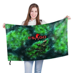 Флаг 3D с принтом CS GO Green rage в Курске, 100% полиэстер | плотность ткани — 95 г/м2, размер — 67 х 109 см. Принт наносится с одной стороны | counter strike | cs go | дым | зелёный | контра | кс го