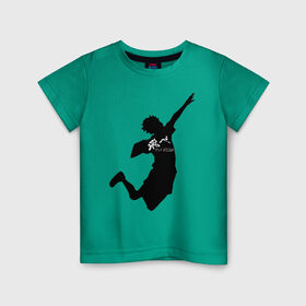 Детская футболка хлопок с принтом Hinata в Курске, 100% хлопок | круглый вырез горловины, полуприлегающий силуэт, длина до линии бедер | Тематика изображения на принте: black | fly | haikyuu | hinata | волейбол