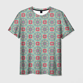 Мужская футболка 3D с принтом Абстракция: Лотос в Курске, 100% полиэфир | прямой крой, круглый вырез горловины, длина до линии бедер | абстракции | без надписи | ковер | лотос | узор | хиппи | цветы