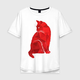 Мужская футболка хлопок Oversize с принтом Кот минимализм в Курске, 100% хлопок | свободный крой, круглый ворот, “спинка” длиннее передней части | animal | cat | животное | зверь | кот | кошка | минимализм