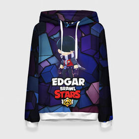 Женская толстовка 3D с принтом BRAWL STARS EDGAR в Курске, 100% полиэстер  | двухслойный капюшон со шнурком для регулировки, мягкие манжеты на рукавах и по низу толстовки, спереди карман-кенгуру с мягким внутренним слоем. | 8 bit | brawl stars | byron | colette | crow | edgar | gale | leon | max | mr.p | sally leon | shark | virus 8 bit | werewolf leon | акула | байрон | берли | бравл старс | ворон | коллет | макс | оборотень | эдгар