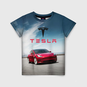 Детская футболка 3D с принтом Tesla Model 3 в Курске, 100% гипоаллергенный полиэфир | прямой крой, круглый вырез горловины, длина до линии бедер, чуть спущенное плечо, ткань немного тянется | 3 | america | auto | car | electric | elon | model | motors | musk | tesla | usa | vehicle | авто | америка | илон | маск | модель | сша | тесла | электромобиль