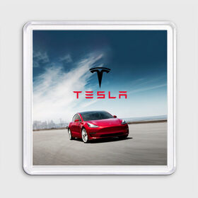 Магнит 55*55 с принтом Tesla Model 3 в Курске, Пластик | Размер: 65*65 мм; Размер печати: 55*55 мм | 3 | america | auto | car | electric | elon | model | motors | musk | tesla | usa | vehicle | авто | америка | илон | маск | модель | сша | тесла | электромобиль
