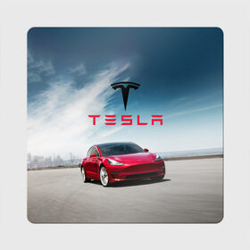 Магнит виниловый Квадрат с принтом Tesla Model 3 в Курске, полимерный материал с магнитным слоем | размер 9*9 см, закругленные углы | 3 | america | auto | car | electric | elon | model | motors | musk | tesla | usa | vehicle | авто | америка | илон | маск | модель | сша | тесла | электромобиль