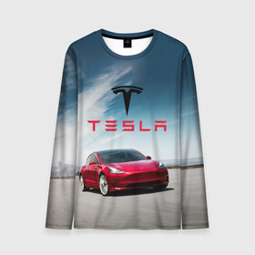 Мужской лонгслив 3D с принтом Tesla Model 3 в Курске, 100% полиэстер | длинные рукава, круглый вырез горловины, полуприлегающий силуэт | 3 | america | auto | car | electric | elon | model | motors | musk | tesla | usa | vehicle | авто | америка | илон | маск | модель | сша | тесла | электромобиль