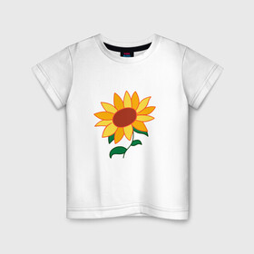 Детская футболка хлопок с принтом Подсолнух в Курске, 100% хлопок | круглый вырез горловины, полуприлегающий силуэт, длина до линии бедер | ai ooto | sun flower | sunflower | wonder egg priority | ай ото | подсолнух | приоритет чудо яйца