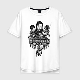 Мужская футболка хлопок Oversize с принтом Bioshock The Little SIsters в Курске, 100% хлопок | свободный крой, круглый ворот, “спинка” длиннее передней части | big daddy | bioshock infinite | little sister | биошок | большой папочка | винтаж | ретро | сестра