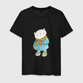 Мужская футболка хлопок с принтом Медвежонок в Курске, 100% хлопок | прямой крой, круглый вырез горловины, длина до линии бедер, слегка спущенное плечо. | берлога | зимняя спячка | мед | медведь | медвежонок | мишка