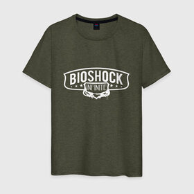 Мужская футболка хлопок с принтом Bioshock Infinite Logo в Курске, 100% хлопок | прямой крой, круглый вырез горловины, длина до линии бедер, слегка спущенное плечо. | Тематика изображения на принте: big daddy | bioshock infinite | little sister | биошок | большой папочка | винтаж | ретро | сестра