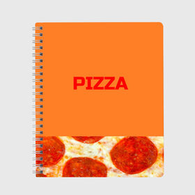 Тетрадь с принтом Pizza в Курске, 100% бумага | 48 листов, плотность листов — 60 г/м2, плотность картонной обложки — 250 г/м2. Листы скреплены сбоку удобной пружинной спиралью. Уголки страниц и обложки скругленные. Цвет линий — светло-серый
 | Тематика изображения на принте: еда. | пепперони | пицца