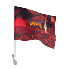 Флаг для автомобиля с принтом DOOM / ДУМ (S) в Курске, 100% полиэстер | Размер: 30*21 см | doom | doom eternal | game | tegunvteg | демоны | дум | думгай | игры | марс | планета