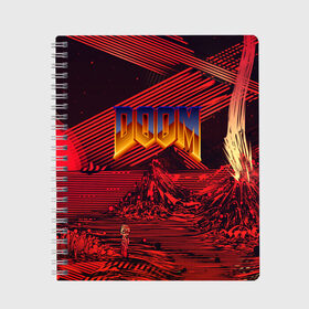 Тетрадь с принтом DOOM / ДУМ (S) в Курске, 100% бумага | 48 листов, плотность листов — 60 г/м2, плотность картонной обложки — 250 г/м2. Листы скреплены сбоку удобной пружинной спиралью. Уголки страниц и обложки скругленные. Цвет линий — светло-серый
 | Тематика изображения на принте: doom | doom eternal | game | tegunvteg | демоны | дум | думгай | игры | марс | планета