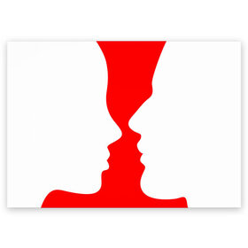 Поздравительная открытка с принтом Перед поцелуем в Курске, 100% бумага | плотность бумаги 280 г/м2, матовая, на обратной стороне линовка и место для марки
 | 14 февраля | kiss | love | влюбленные лица | любовь | поцелуй