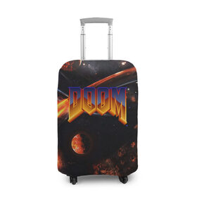 Чехол для чемодана 3D с принтом DOOM / ДУМ (S) в Курске, 86% полиэфир, 14% спандекс | двустороннее нанесение принта, прорези для ручек и колес | doom | doom eternal | game | tegunvteg | демоны | дум | игры | марс