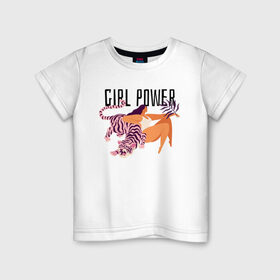 Детская футболка хлопок с принтом girl power в Курске, 100% хлопок | круглый вырез горловины, полуприлегающий силуэт, длина до линии бедер | 8 марта | весна | девушке | женский | мама | подарок | тренд | феминизм