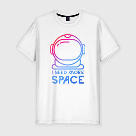 Мужская футболка хлопок Slim с принтом Космонавт в Курске, 92% хлопок, 8% лайкра | приталенный силуэт, круглый вырез ворота, длина до линии бедра, короткий рукав | астронавт | вселенная | космонавт | космос | подарок | тренд