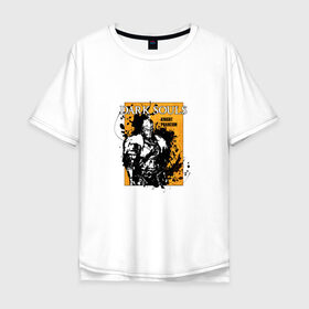 Мужская футболка хлопок Oversize с принтом Dark Souls в Курске, 100% хлопок | свободный крой, круглый ворот, “спинка” длиннее передней части | dark souls | брызги | войн | дакр соулс | игра | рыцарь | тёмные души
