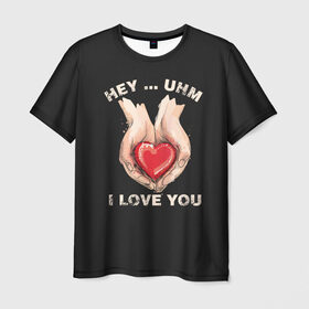Мужская футболка 3D с принтом I love you в Курске, 100% полиэфир | прямой крой, круглый вырез горловины, длина до линии бедер | angel | cupid | day | happy | heart | love | rose | valentine | valentines | ангел | валентин | валентина | валентинка | день | купидон | любовь | святого | святой | сердце