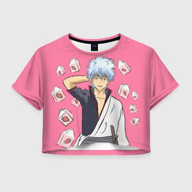 Женская футболка Crop-top 3D с принтом Gintama | Гинтама в Курске, 100% полиэстер | круглая горловина, длина футболки до линии талии, рукава с отворотами | anime | gintama | аниме | анимэ | гинтама | гинтоки саката | кагура | последний самурай | хидэаки сорати | шинпачи шимур | япония