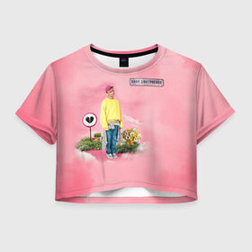 Женская футболка Crop-top 3D с принтом Ваня Дмитриенко в Курске, 100% полиэстер | круглая горловина, длина футболки до линии талии, рукава с отворотами | ваня дмитриенко | венера  юпитер | исполнитель | музыка | трек