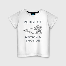 Детская футболка хлопок с принтом Пежо Ягуар Emotion в Курске, 100% хлопок | круглый вырез горловины, полуприлегающий силуэт, длина до линии бедер | Тематика изображения на принте: emotion | jaguar | motion | peugeot | автомобиль | антибренд | мем | пежо | поводок | прикол | ягуар