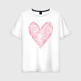 Женская футболка хлопок Oversize с принтом Сердце (День святого Валентина в Курске, 100% хлопок | свободный крой, круглый ворот, спущенный рукав, длина до линии бедер
 | day | heart | love | romantic | valentine | valentines | амур | валентина | влюбленные | влюбленных | всех | день | купидон | любовь | романтика | романтичность | святого | сердечки | сердечко | сердце