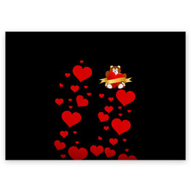 Поздравительная открытка с принтом Плюшевый мишка в Курске, 100% бумага | плотность бумаги 280 г/м2, матовая, на обратной стороне линовка и место для марки
 | love | день влюбленных | любовь | мишка | сердечки