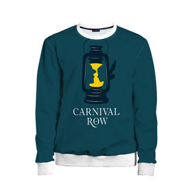 Детский свитшот 3D с принтом Карнивал Роу - Carnival Row в Курске, 100% полиэстер | свободная посадка, прямой крой, мягкая тканевая резинка на рукавах и понизу свитшота | Тематика изображения на принте: carnival row | волшебный | исторический | карнивал роу | крылья | лампа | лого | логотип | подарок | сериал | сказка | фея | шляпа