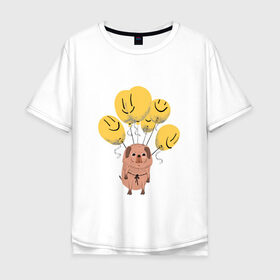 Мужская футболка хлопок Oversize с принтом Понурый пес в Курске, 100% хлопок | свободный крой, круглый ворот, “спинка” длиннее передней части | веселый | желтый | мем | мопс | пес | прикольный | собака