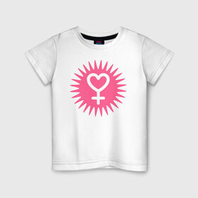 Детская футболка хлопок с принтом женский символ в Курске, 100% хлопок | круглый вырез горловины, полуприлегающий силуэт, длина до линии бедер | 8 марта | girl power | весна | девушке | женская сила | женский | мама | подарок | тренд | феминизм | цветы