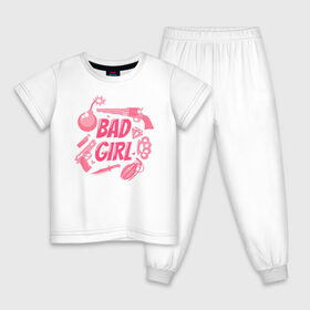 Детская пижама хлопок с принтом Bad girl в Курске, 100% хлопок |  брюки и футболка прямого кроя, без карманов, на брюках мягкая резинка на поясе и по низу штанин
 | 8 марта | girl power | весна | девушке | женская сила | женский | мама | подарок | тренд | феминизм | цветы