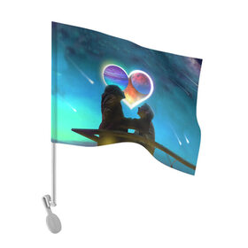 Флаг для автомобиля с принтом Ты Венера — я Юпитер в Курске, 100% полиэстер | Размер: 30*21 см | Тематика изображения на принте: венера юпитер | день всех влюбленных | дмитриенко | сердечко