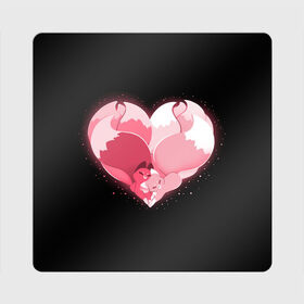 Магнит виниловый Квадрат с принтом Лисы в форме серца в Курске, полимерный материал с магнитным слоем | размер 9*9 см, закругленные углы | Тематика изображения на принте: heart | holidays | valentines day | день святого валентина | животные | звери | лисы | праздники | сердце
