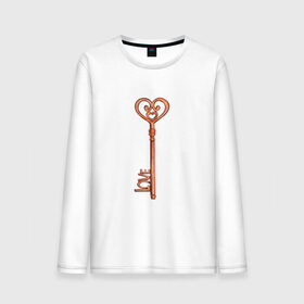 Мужской лонгслив хлопок с принтом Ключ от твоего сердца в Курске, 100% хлопок |  | замок | ключик | любовь | парные | сердце | февраль