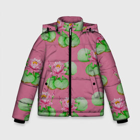Зимняя куртка для мальчиков 3D с принтом Лотосы на розовом фоне в Курске, ткань верха — 100% полиэстер; подклад — 100% полиэстер, утеплитель — 100% полиэстер | длина ниже бедра, удлиненная спинка, воротник стойка и отстегивающийся капюшон. Есть боковые карманы с листочкой на кнопках, утяжки по низу изделия и внутренний карман на молнии. 

Предусмотрены светоотражающий принт на спинке, радужный светоотражающий элемент на пуллере молнии и на резинке для утяжки | Тематика изображения на принте: 8 марта | flowers | march 8 | spring | ботаническая иллюстрация | весна | водяные лилии | день рождения | зеленый | лето | лотосы | любовь | праздник | принт | природа | растения | розовый | цветы
