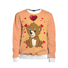 Детский свитшот 3D с принтом Медвежонок в Курске, 100% полиэстер | свободная посадка, прямой крой, мягкая тканевая резинка на рукавах и понизу свитшота | bear | day | heart | love | romantic | valentine | valentines | амур | валентина | влюбленные | влюбленных | всех | день | купидон | любовь | медведь | медвежонок | романтика | романтичность | святого | сердечки | сердечко