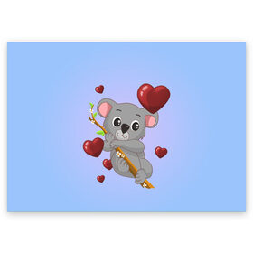Поздравительная открытка с принтом Коала в Курске, 100% бумага | плотность бумаги 280 г/м2, матовая, на обратной стороне линовка и место для марки
 | day | heart | koala | love | romantic | valentine | valentines | амур | валентина | влюбленные | влюбленных | всех | день | коала | купидон | любовь | романтика | романтичность | святого | сердечки | сердечко | сердце